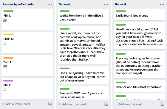 Research trello board